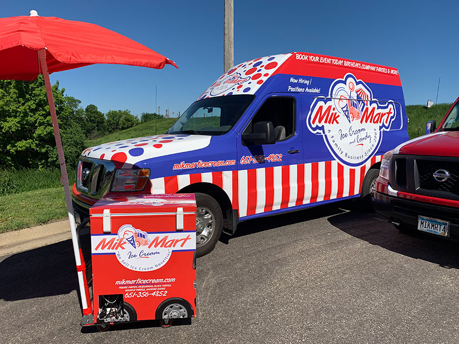 Photograph of a Mik Mart Ice Cream Truck to represent their ice cream truck catering in Maple Grove, MN.